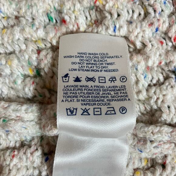 Lands End Knit Sweater Sz L 3D Chunky Knit Speckled Crew Neck Wool Blend Cozy - Picture 9 of 9